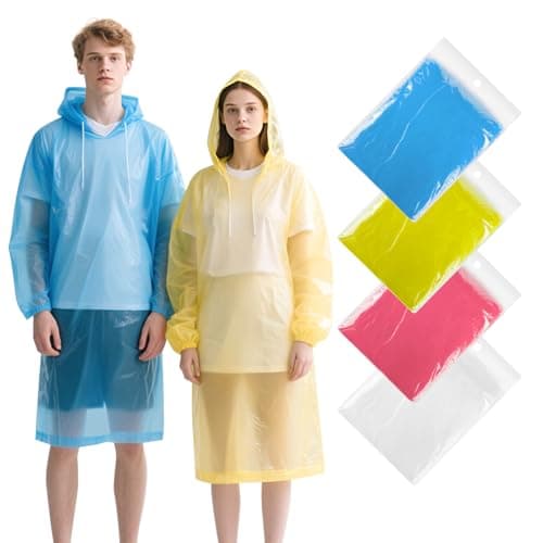Disposable Rain Ponchos Adults 4 Colors Thicker Waterproof Poncho with Hood