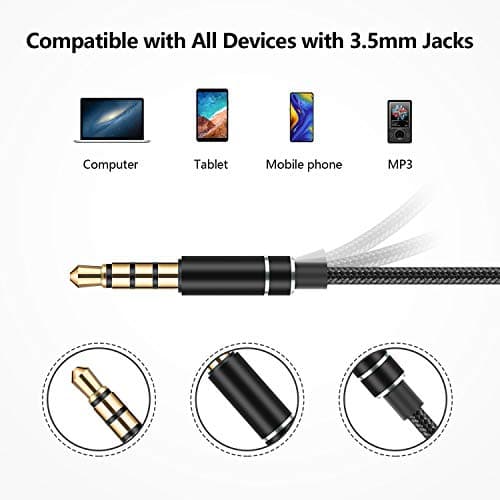 Bulees Sleep Earphones for side sleeping, Noise Isolating, Lightweight Wired Earbuds for Small ear Canal, In-Ear Headphones with Mic and Volume Control for Sensitive Sleeper, Bedtime (Black) — view 3