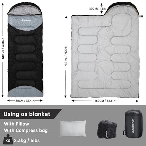 BISINNA 0 Degree Winter Sleeping Bags(480GSM) for Adults-Cold Weather Camping Sleeping Bag-Comfortable Warm Portable Sleeping Bags with Pillow Compression Sack for Backpacking Hiking Outdoor — view 2
