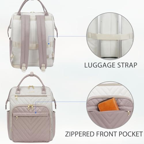 VANKEAN Laptop Backpack Women, 17 Inch Backpacks College Work Dusty Pink — view 3