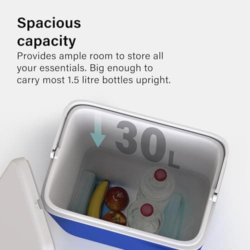 Large 30L Cooler Box Hot/Cold Insulated Freezer Cool 9 Hours Picnic Camping Portable with Carry Handle, packaging may vary, Blue — view 4