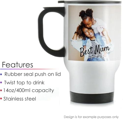 EKAM Personalised Travel Mug Any Photo Image Text Logo Cup - 14oz Stainless Steel Insulated Travel Tea/Coffee Mug - Customised Gift for Valentine’s Day, Birthday, Christmas Day for Mom, Dad, Kids — view 2