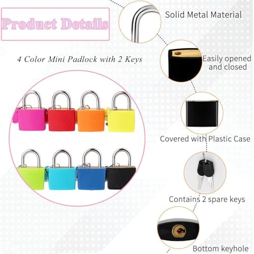 8 Pieces Luggage Locks Suitcase Padlocks Suitcase Locks with Keys Mini Brass Padlock Set for Travel Gym Locker Bags Holiday Cases — view 3
