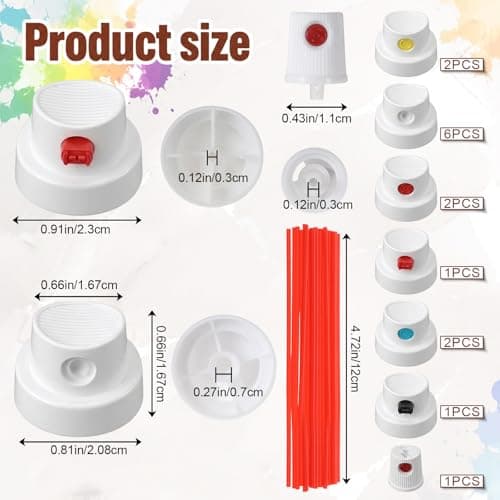 15Pcs Spray Can Nozzles 21Pcs Extension Tubes Kit Universal Spray Paint Caps for Female Cans Tips Adapter Set for Graffiti Auto Repair DIY Art and Home Improvement — view 2