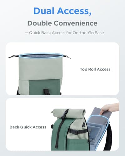 ECOHUB Women's Laptop Backpack, Rolltop Fashion Color Block Rucksack — view 5
