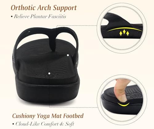 KuaiLu Womens Arch Support Flip Flops Yoga Mat Cushioned Orthopedic Sandals — view 5