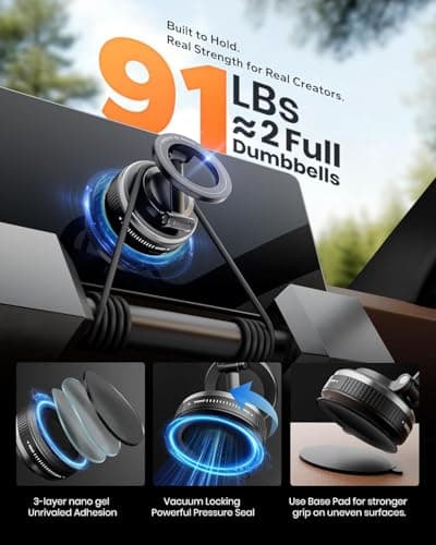 Boowe 2026 Upgraded Vacuum Magnetic Phone Holder,Magnetic Phone Holder for Car 360° Adjustable Car Mount Foldable Ultra-Stable Grip for iPhone 17/16/15/14/13/12 — view 3