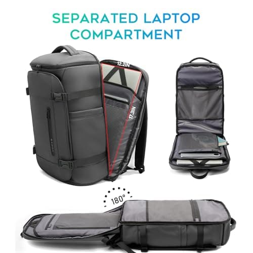 BG FUTURE AESTHETICS Travel Backpack with Shoe Compartment, Weekend Business Hand Luggage, Flight Approved Cabin Luggage, Lightweight and Waterproof for 15.6-17.3 Inch Laptop, Grey, L, Business — view 3