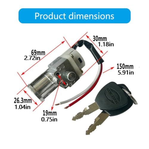 Bbajszx Anti Theft Cylinder Battery Pack 10mm Diameter 16mm Length for Electric Bike Motorcycle Scooter Anti Theft Ignition Cylinder with — view 3