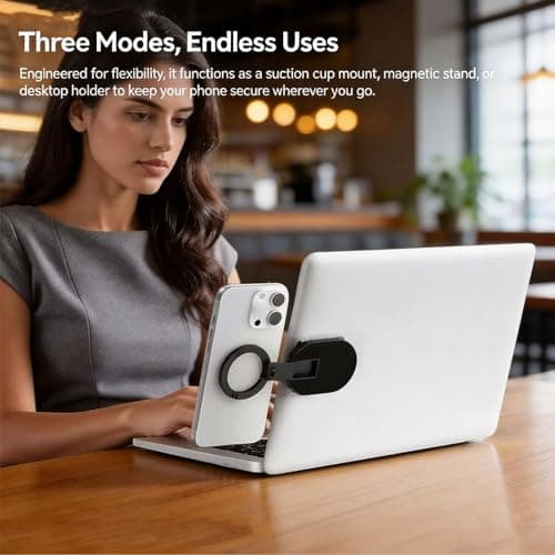 Magnetic Suction Phone Mount - 360 Degree Rotating Foldable No-Slip Phone Mount | Auto Accessories | for Auto, Taxi, Gym, Navigation, Travel, Daily Life, Camping, Business Trip, Commuting — view 4