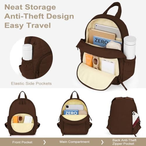 AOOSA Backpacks for Women, Lightweight Small Backpack, Brown — view 5