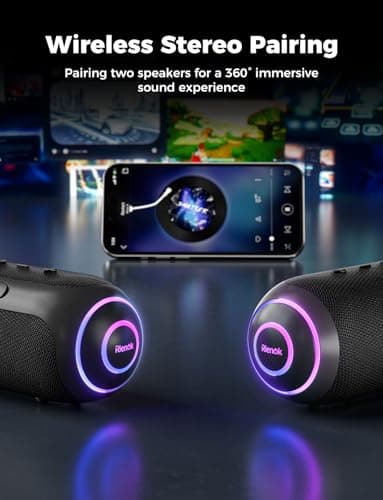 RIENOK Bluetooth Speaker 40W 5200mAh Wireless Portable Waterproof Speaker with Tweeter & Woofer, 30H Playtime, IPX7, Bluetooth 5.3, TF Card, Stereo Pairing, for Home Garden Party Camping Travel — view 4
