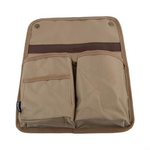 Portable Chair Side Pouch 600D Fabric Hanging Bag with Multiple Compartments for Walker Dorm Bed Outdoor Travel Khaki — view 5