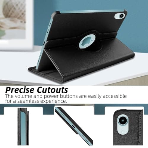 World biz Rotating Case for iPad mini (A17 Pro, 2024 Model, 7th Generation) / mini 6 (2021 Model, 6th Generation), 360 Degree Rotating Leather Protective Stand Cover, Auto Wake Sleep (Gold) — view 5