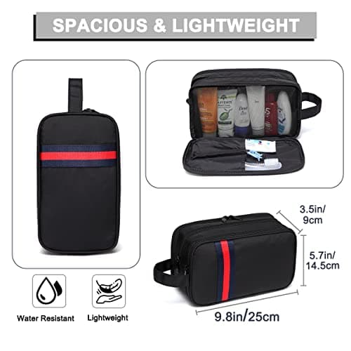 Toiletry Bag, VASCHY Unisex Water Resistant Wash Bag with Three Separate Zipped Compartments Travel Toiletry Bag Cosmetic Bag Portable Shaving Bag Makeup Organizer, Black — view 3