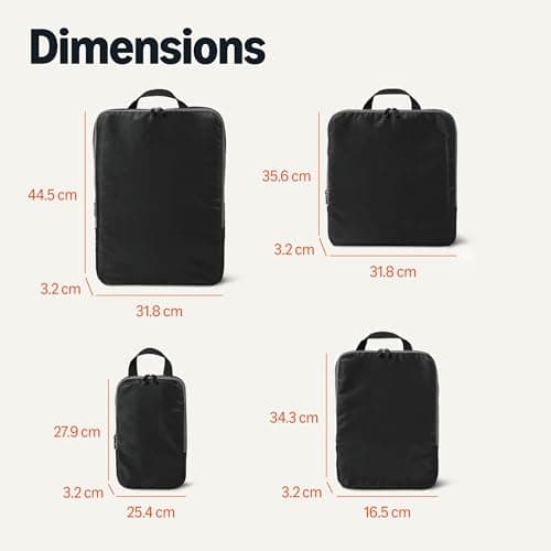 Amazon Essentials Ultralight Compression Packing Cubes, Recycled Fabric, 2 Zippers, 4-Pack, Black, for Suitcases or Backpacks — view 5