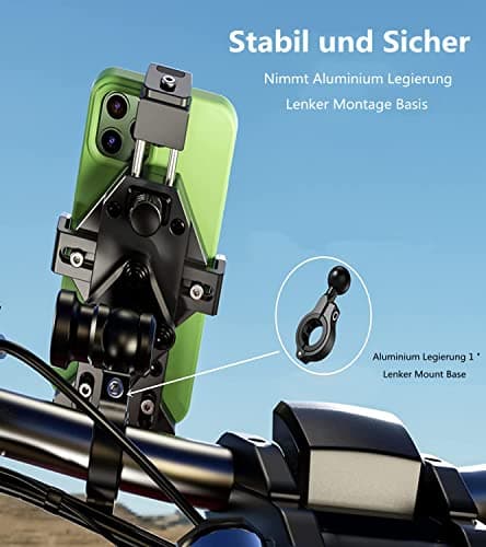 Kewig Anti-theft motorcycle mobile phone holder made of aluminium alloy with vibration damper, one-push automatic lock and quick release — view 3
