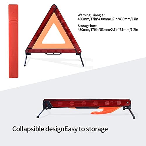 LJHOME 2 Pcs Car Emergency Warning Triangle and 2 Pcs Reflective Safety Vest Kit, Foldable Car Road Safety Reflective Safety Warning Triangle Kit for Car Truck SUV Breakdown — view 2