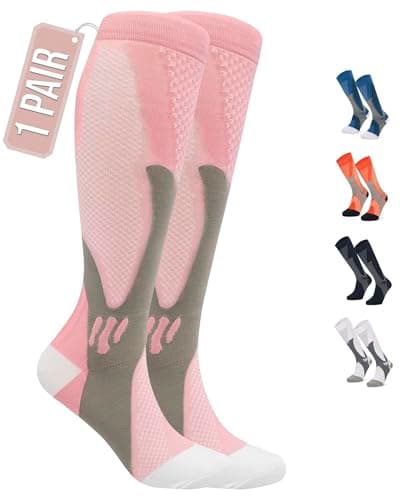 360 RELIEF 1 Pair Compression Socks for Women & Men - Graduated Support - Ideal for Running, Travel, Pregnancy, 15-20 mmHg, S/M, Pink