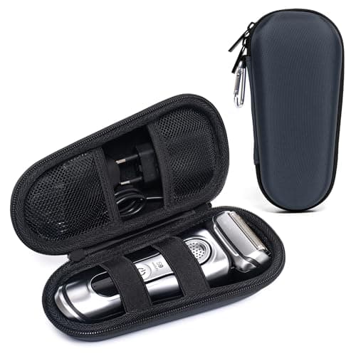 Travel Case for Braun Series 3/5/6/7/8/9 Electric Shaver, Hard EVA Storage Bag with Double Straps, Portable Protective Organizer for Men's Electric Shaver, Charger and Accessories, Navy Blue