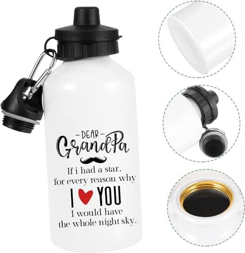 Dear Grandpa, If I Had a Star, Gift For Grandpa, 500 ml Aluminium Water Bottle. — view 2