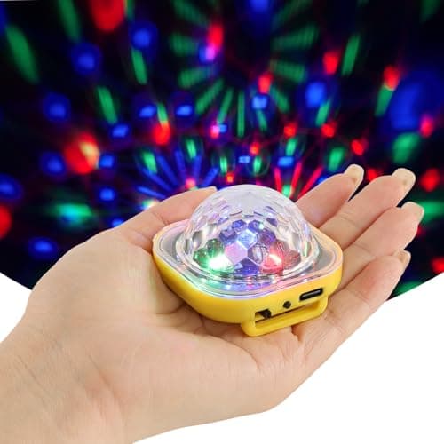 Lancoon Disco Ball Light, Wearable Mini Portable LED Lamp Night Strobe Watch Bracelet USB Charging Voice Controlled with Suction Cup for Kid Party Car Dancing DJ Club(Yellow) — view 2