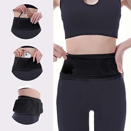 Multifunctional Breathable Knitted Waist Pack, Universal Concealed Key Clip Running Waist Bag, Build & Fitness Hiking Phone Holders, Waist Belt Strap Suitable for Smartphones, Keys, Money (Large) — view 3
