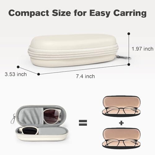 Huvon Double Eyeglasses Case, Dual Glasses Sunglasses Organizer with Zipper Closure, Eyewear Storage Box for Men Women Travel, Beige, One size — view 6