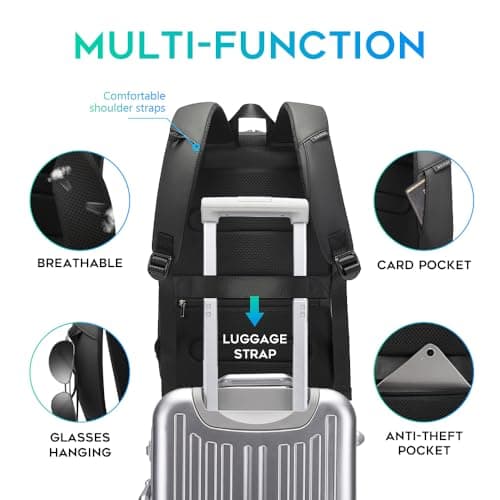 BANGE Business Laptop Backpack for Men,15.6 Inch Water Resistant Travel smart Laptop Backpack Carry On Backpack with USB Charging Port — view 5