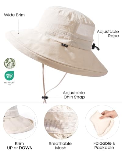 FURTALK Sun Hats for Women Wide Brim Ponytail UV Packable Hiking Travel — view 4