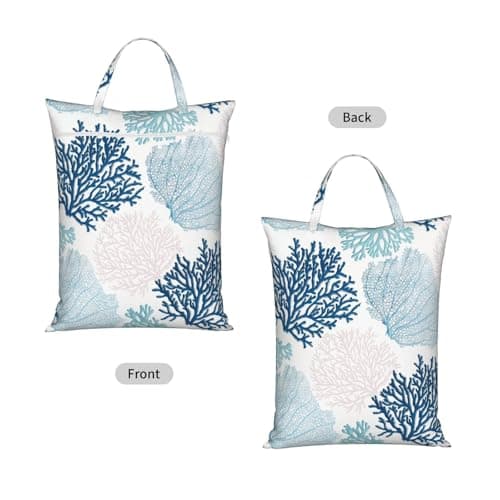 Blue Coral Nautical Teal Sea Coral,Travel Dirty Laundry Bag Foldable Dirty Clothes Bag Durable Storage Bag — view 2