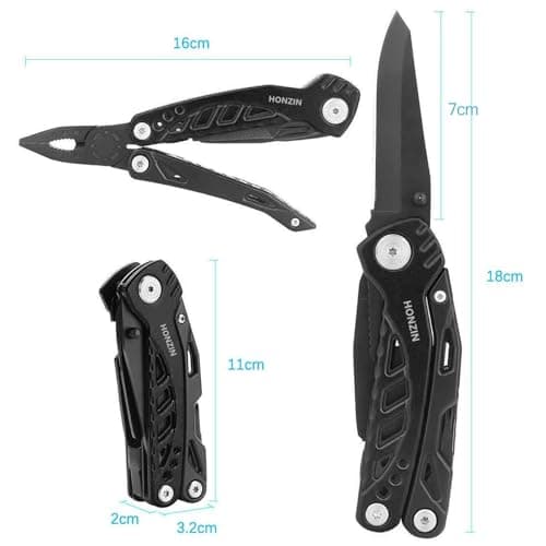 HONZIN Multi Tool Pliers Set, Foldable Pliers Stainless Steel Multitool with Nylon Pouch Ideal Pocket Tool for Outdoor — view 3