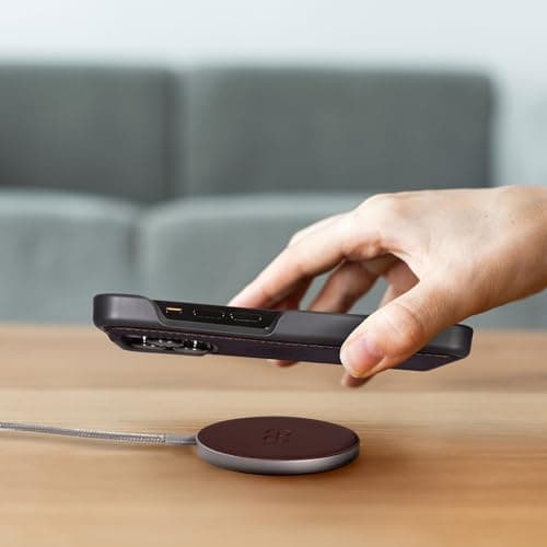 Dreem Empower Magnetic Wireless Charger Pad – Compatible with MagSafe for iPhone 17/16/15/14/13/12 & Qi-Certified Devices – Premium Vegan Leather [Coffee] — view 3