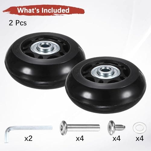 TIXIPEM 2pcs Luggage Suitcase Replacement Wheels 60x24mm, Black — view 4