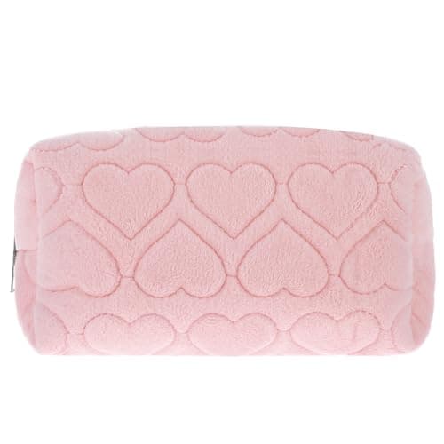 Sibba Makeup Bag Puffy Make Up Toiletry Cases for Women Zipper Cosmetic Pouch Travel Handbag Organizer Traveling Skincare Purse Shower Bathroom Washing Beauty Organization Storage Organizatio(Pink) — view 2
