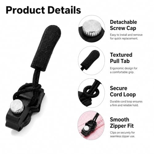 WVGSXBO 9Pcs Zipper Repair Kit, 3 Sizes Universal Zip Repair Puller Replacement, Quick Install Detachable Zip Heads No Sewing for Jackets Luggage Bags Trousers Outdoor Gear — view 3