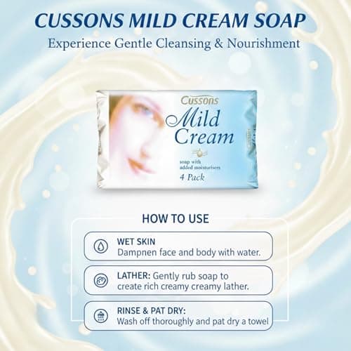 Cussons Soap Mild Cream Bars of Soap Multipack 4x85g with Soap Tray & Lid – Toilet Soap, Soap Bars Multipack, Bulk Soap Bars, Cussons Hand Wash, Bars of Soap for Bathroom Travel Gym — view 4