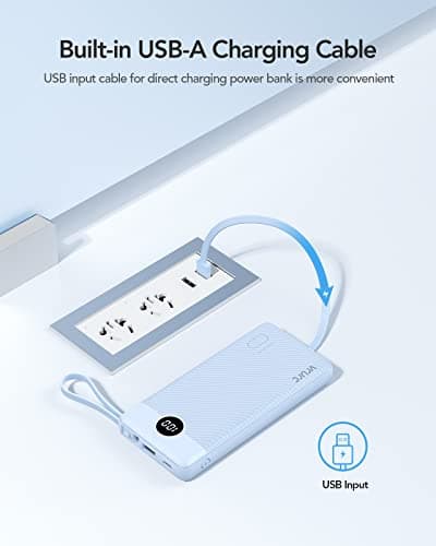 VRURC 10000mAh Power Bank With Built-in 4 Cables, Slim Portable Charger — view 5