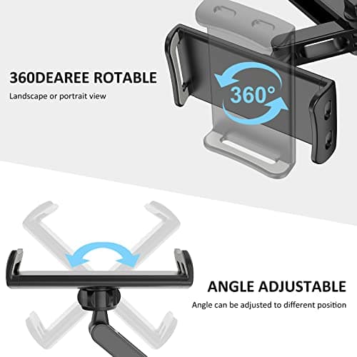 Giftorld Car Headrest Backseat Mount, 360° Rotating Adjustable Car Backseat Headrest Tablet/Phone Holder, Compatible for ALL 4"-11" Tablets, cellphones, iPhone, iPad Air Mini, Galaxy. — view 2