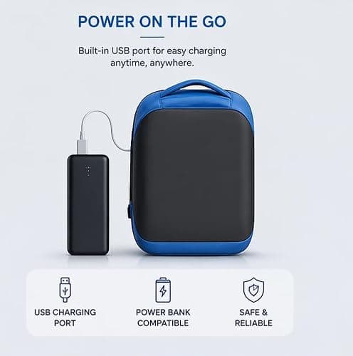 LED Screen Backpack with App Control, Customisable Display, Lightweight Water-Resistant Rucksack Bag for School, Travel & Cycling (Dark Blue) — view 3
