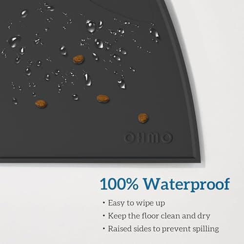 OHMO Silicone Cat Food Mat for Food&Water Bowls, 52x30cm, Black — view 5