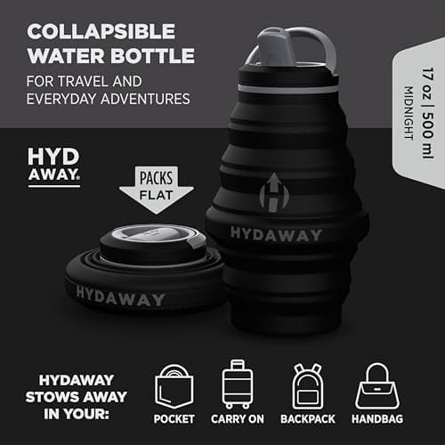 HYDAWAY Hydration Travel Pack - 17oz Collapsible Water Bottle with Flip-Top Lid and Protective Travel Case - BPA-Free, Leak-Resistant, and TSA-Friendly for Commuting, Hiking, and Traveling — view 4