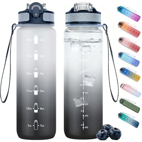 NAVTUE 1L Sports Water Bottle with Straw, BPA-Free Tritan Leakproof for Gym