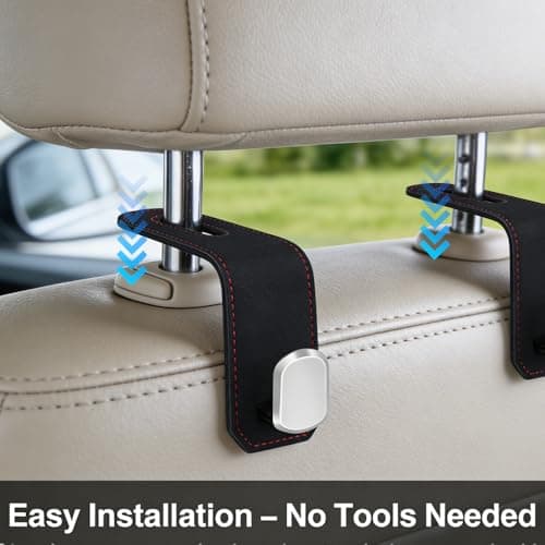 Brown Car Headrest Hooks 2 Pack, Rotating Car Seat Hooks for Bags — view 4