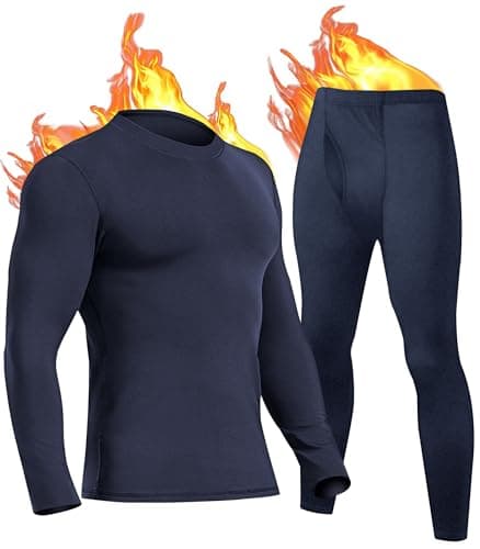 UNIQUEBELLA Men's Thermal Underwear,Home Thermal Underwear Set Men Winter Thermal Clothing Breathable Multifunctional Ski Underwear for Running,Skiing,Football,Cycling-Black