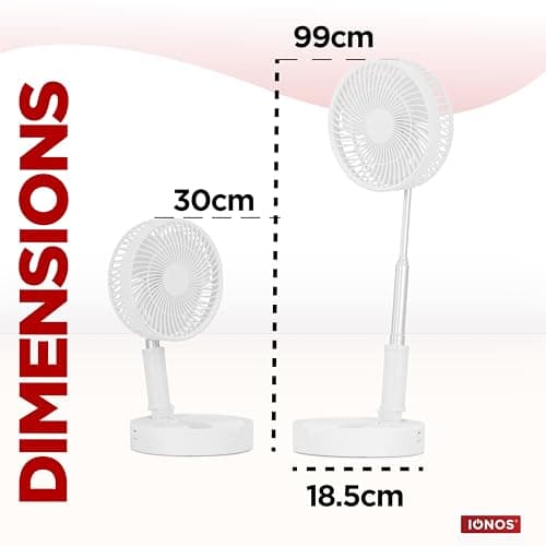 Status IONOS 7" Foldable Rechargeable Desk Fan, White — view 2
