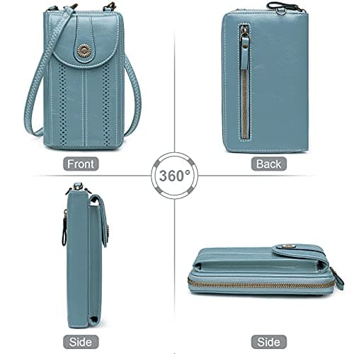 S-ZONE RFID Blocking 6.7 Inch Phone Purse Small Crossbody Bag PU Leather Cellphone Wallet Retro Hollow for Women Lady — view 6