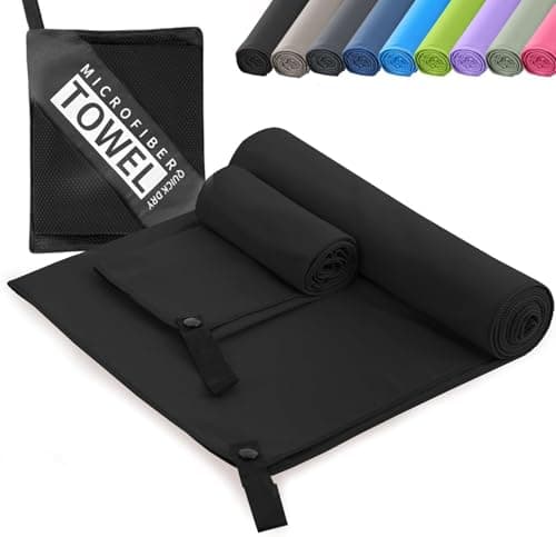 Microfibre Towel - Quick dry Lightweight Absorbent Travel Towel ,Beach Towel Perfect for Sports Beach Gym Swimming,Cycling,Yoga, Camping ,Hiking (2, Black)