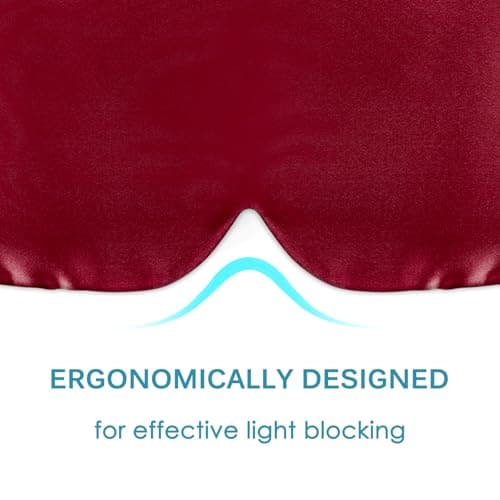 OLESILK 100% Natural Mulberry Silk Eye Mask for Sleeping, Large, Burgundy — view 2