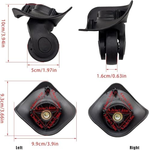 Flylin Luggage Suitcase Wheel 1 Pair, 360 Swivel Replacement for Trunk — view 3